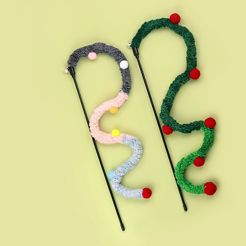 Extended Velvet Strip Silent Caterpillar Stripes Interactive Self Hi Cat Cuddle Stick Pet Toy Christmas Cat Cuddle Pole2