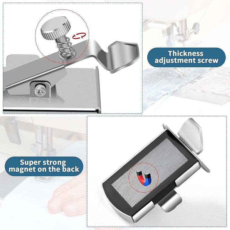 Magnetic Seam Guide for Sewing Machine Magnetic Sewing Guide with Clip Multifunctional Ruler Hemmer Guide Seam Guide Hem Guide for Walking Foot Sewing Machine Sewing Supplies Accessories2