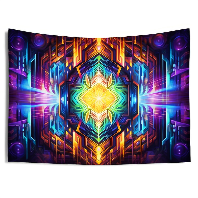Blacklight Tapestry UV Reactive Glow in the Dark Glow Party Neon Trippy Misty Colorful Mandala Hanging Tapestry Wall Art Mural for Living Room Bedroom3