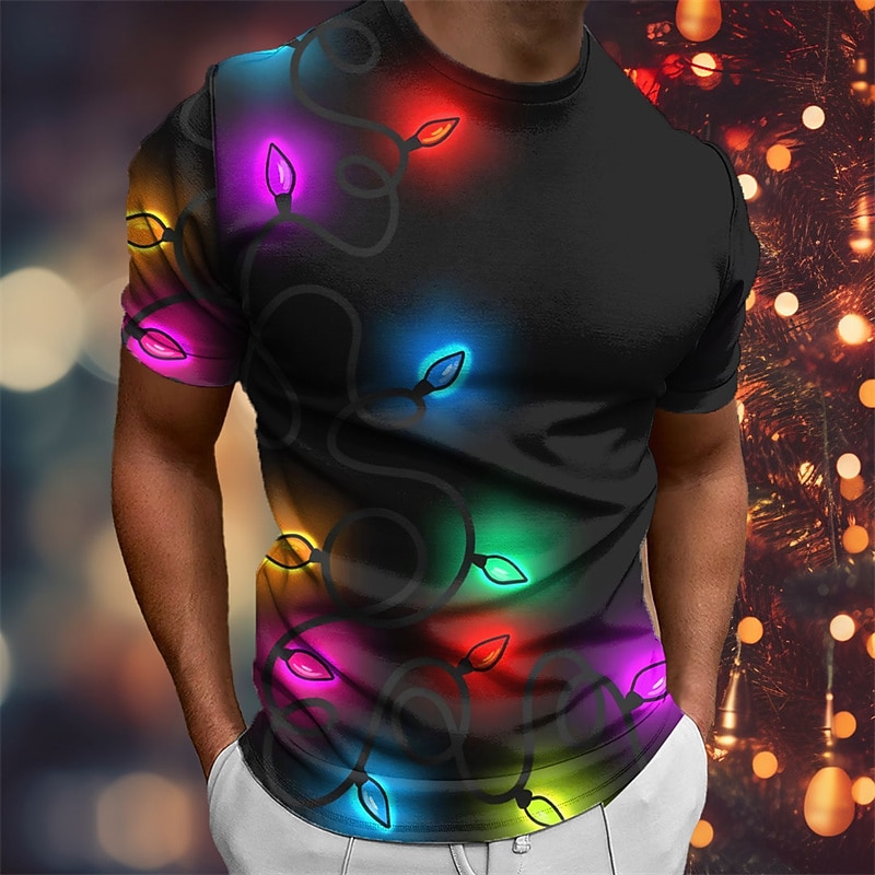 Men's Graphic Lanterns T Shirt Short Sleeve T shirt 3D Print Crew Neck Shirt Daily Designer Retro Vintage Sports Outdoor Holiday Going out Black Blue Purple Spring & Summer Clothing Apparel S M L XL2
