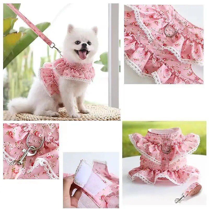 Dog Cat Harness Cute Casual Winter Breathable Soft Washable Comfortable Outdoor Casual Daily Dog Clothing for Bichon Frise Pomeranian Baby Pet Papillon Small4
