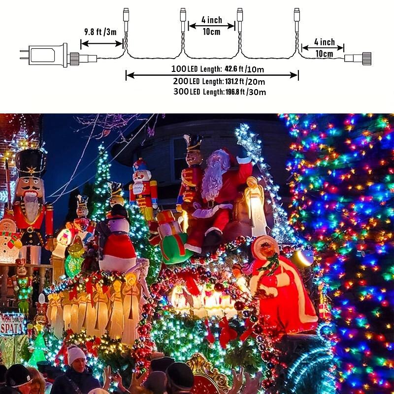 LED Fairy Lights Plug in, Waterproof String Lights Outdoor & Indoor With 8 Modes, Xmas Tree Lights Plug In for Holiday Party Wedding Decoration3