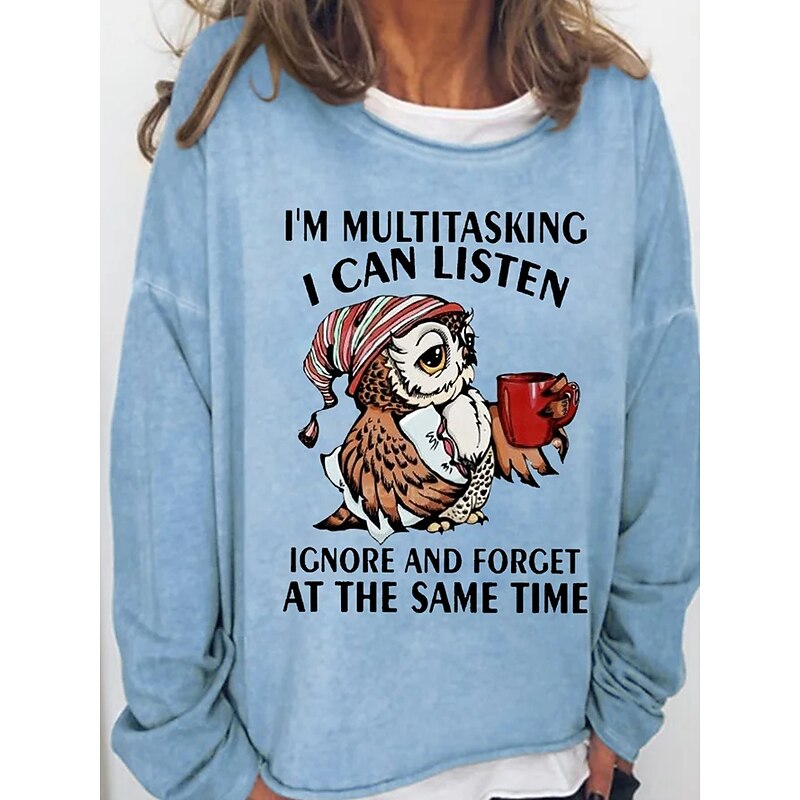 Women's Oversized Sweatshirt Pullover Graphic Letter Casual Sports Print Active Sportswear Funny Round Neck Long Sleeve Top Micro-elastic Fall & Winter Comfrt Breathable Soft Fabric2