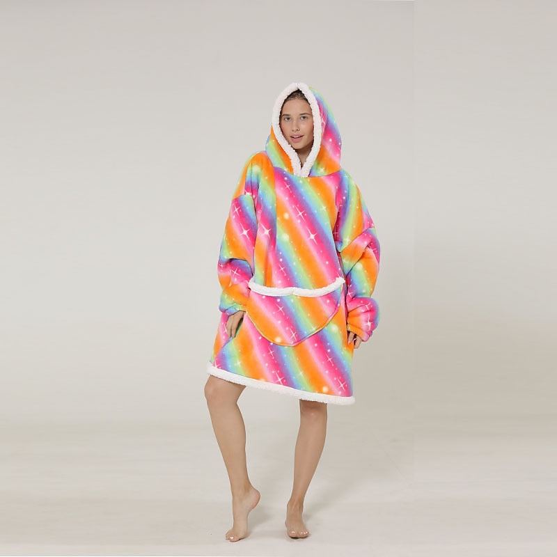 Kid's Adults' Unicorn Oversized Hoodie Blanket Wearable Blanket With Pocket Unicorn Onesie Pajamas Kigurumi Pajamas One Piece For Men and Women Boys and Girls Carnival Masquerade Cartoon