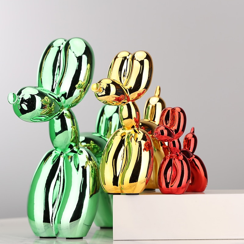 Shiny Balloon Dog Statue Home Decor Modern Art Funky Statues for Coffee Table Kitchen Decorations Decor Trendy Color Schemes Room Aesthetic Metal Text