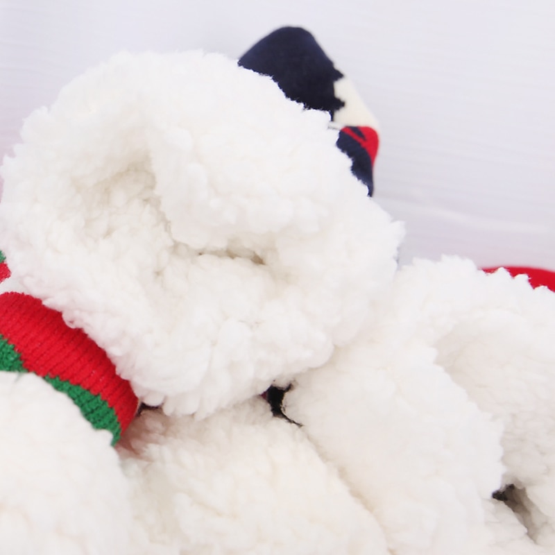 1 Pair Christmas Cartoon Reindeer Pattern Fuzzy Socks, Comfort Fleece-lined Winter Winter Socks With Grip, Soft Sleep Socks Slipper Socks For Christmas New Year Gift4