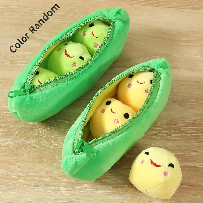 Adorable 1pc Cartoon Pea Pod Plush Toy - Perfect for Small and Medium Dogs! - Main Image