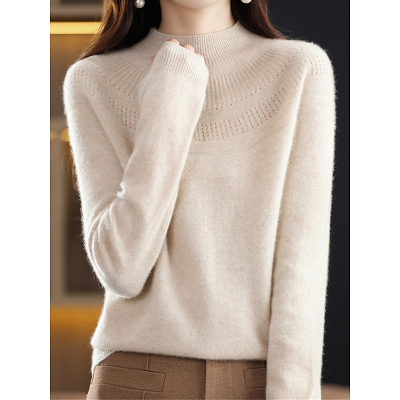 Women's Pullover Sweater Jumper Streetwear Casual Soft Solid Color Ribbed Crew Neck Oversized Long Sleeve Regular Tops Knit Outdoor Daily Holiday Magenta Lake blue Fall Winter2