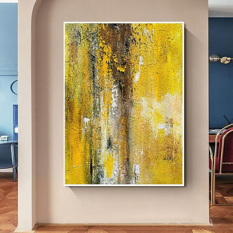 Large Abstract Painting Hand Painted Wall Art painting Oversized Painting Yellow Painting Gold Painting for Living Room Wall Art Abstract Painting Home Decoration Decor ready to hang or canvas