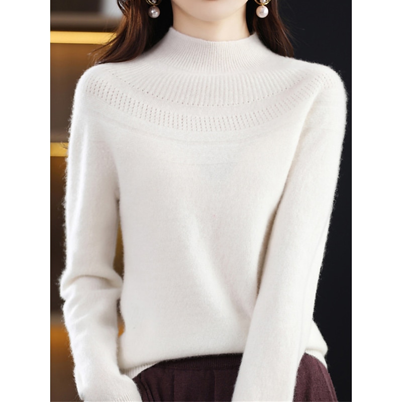 Women's Pullover Sweater Jumper Streetwear Casual Soft Solid Color Ribbed Crew Neck Oversized Long Sleeve Regular Tops Knit Outdoor Daily Holiday Magenta Lake blue Fall Winter4