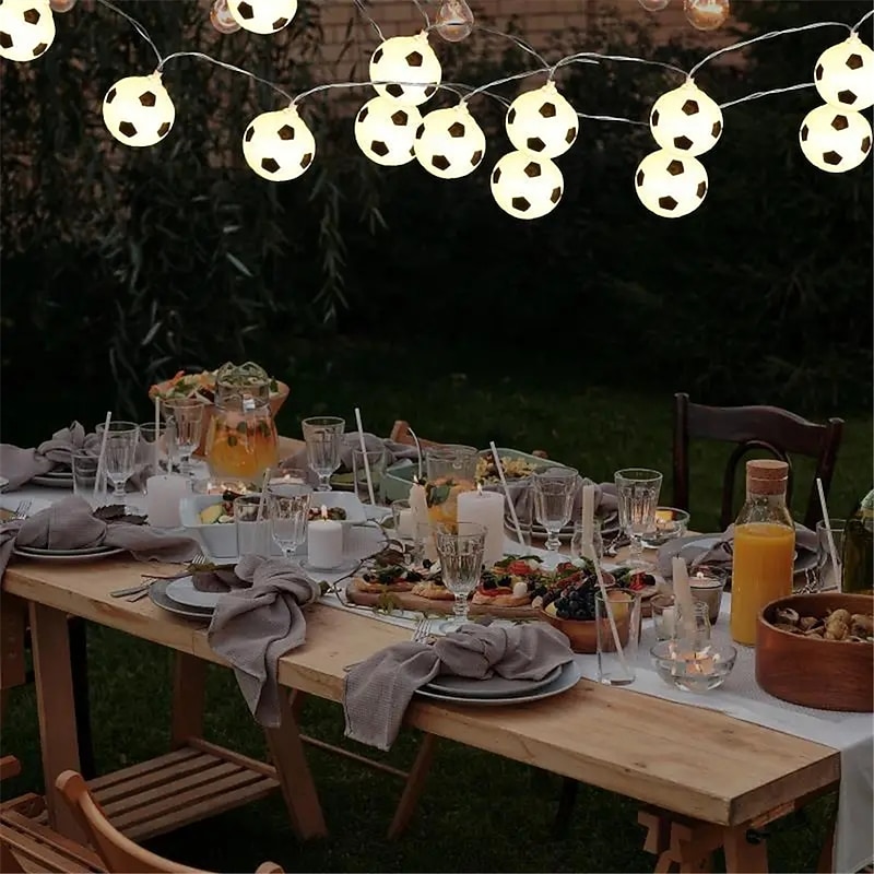 LED Football String Lights Euro Cup 1.5M Battery Operated World Cup DIY RGB Warmwhite Football Fairy Lights Bar KTV Club Party Children's Room Decoration3