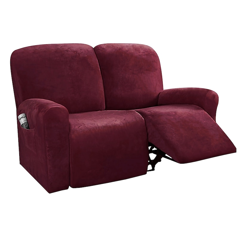 Sectional Recliner Covers Slipcover 1 Set of 6 Pieces Microfiber Stretch High Elastic Burgundy Red High Quality Velvet Sofa Cover Sofa Slipcover for 2 Seats Cushion Recliner Sofa 13