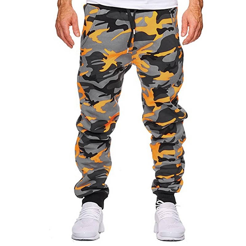 Men's Sweatpants Joggers Trousers Pants Trousers Camo Pants Elastic Waist Jacquard Camouflage Outdoor Full Length Casual Daily Cotton Streetwear Camouflage Blue Yellow camouflage Micro-elastic