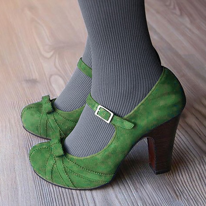 Women's Black Red Suede Mary Jane Heels with Bow Detail and Block Heel - Vintage Style for Parties and Festive Occasions4