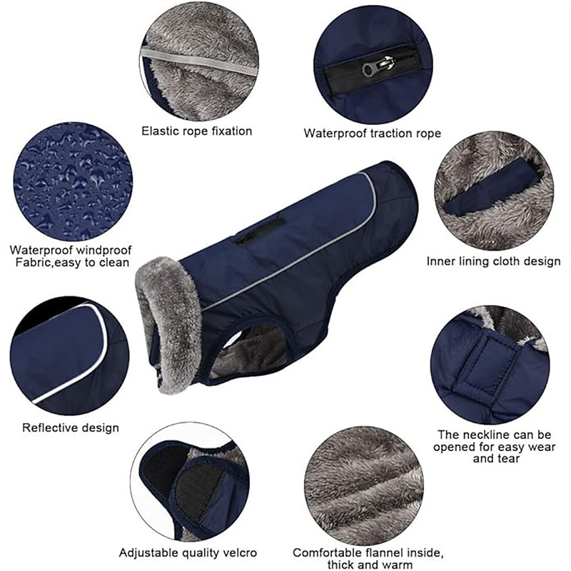 Dog Cat Vest Fashion Party Winter Reflective Waterproof Breathable Washable Comfortable Christmas Halloween Outdoor Casual Daily Dog Clothing for Bichon Frise Pomeranian Baby Pet Papillon Small3