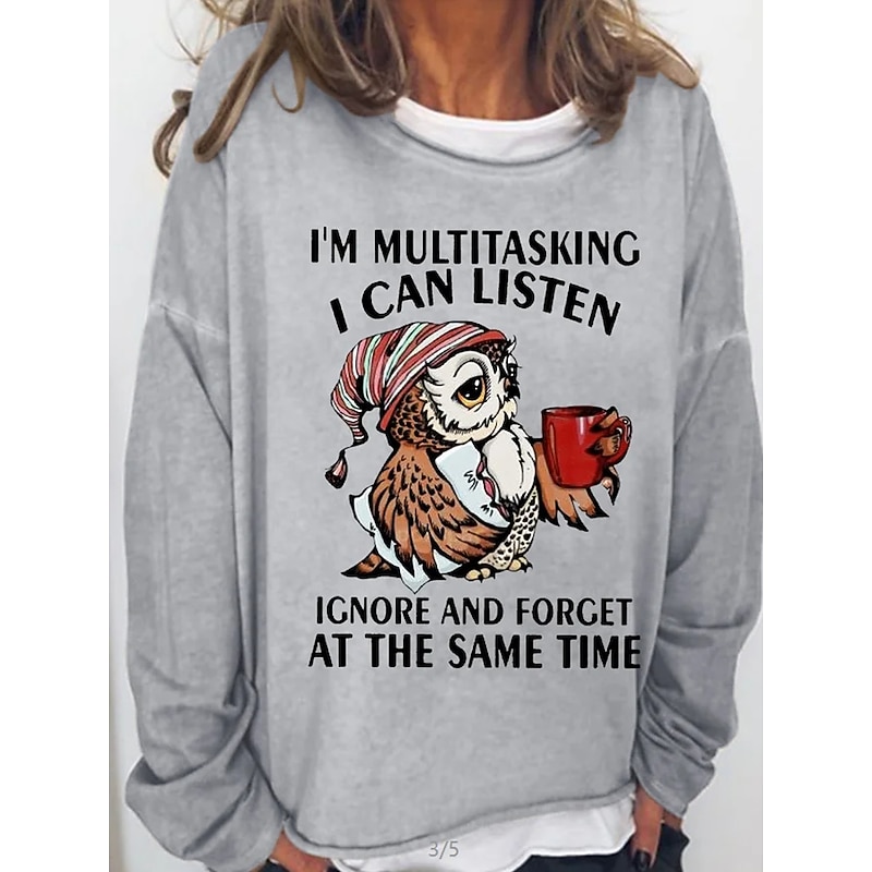 Women's Oversized Sweatshirt Pullover Graphic Letter Casual Sports Print Active Sportswear Funny Round Neck Long Sleeve Top Micro-elastic Fall & Winter Comfrt Breathable Soft Fabric3