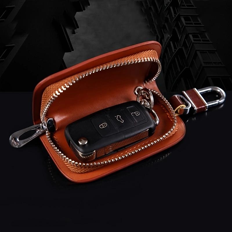 Premium Genuine Leather Remote Car Key Case - Key Fob Protector and Keychain Holder with Zipper Bag for Car Accessories4