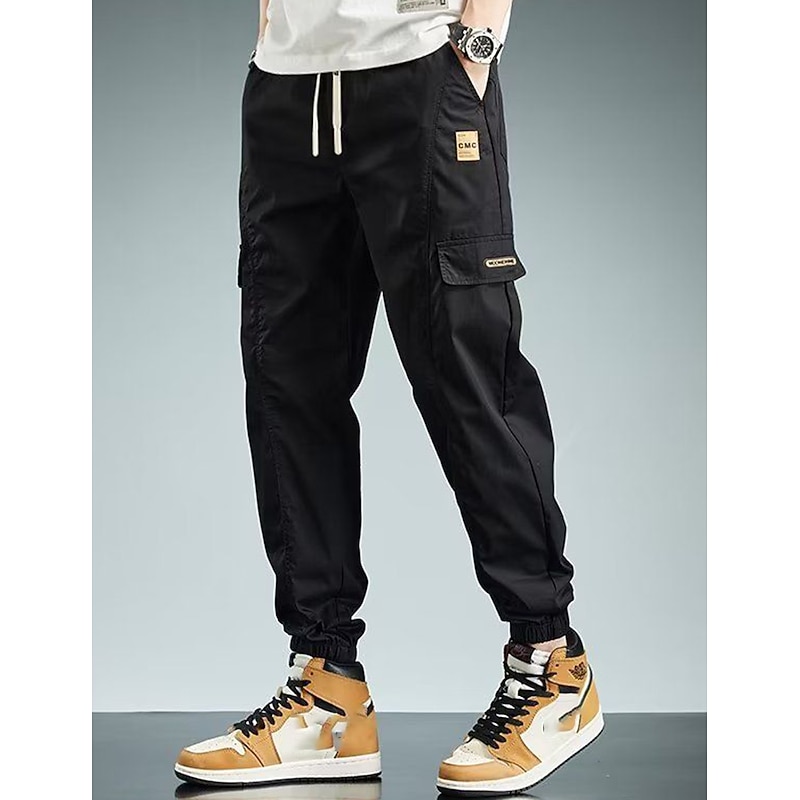 Men's Cargo Pants Cargo Trousers Techwear Pocket Drawstring Elastic Waist Plain Comfort Breathable Outdoor Daily Going out Fashion Casual Black Army Green