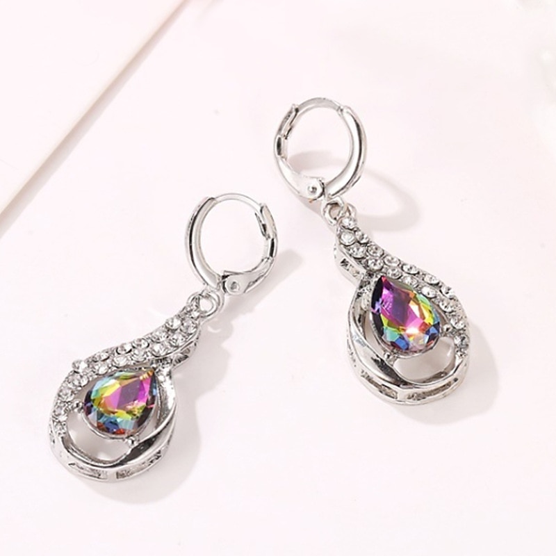 Women's Zircon Drop Earrings Fine Jewelry Classic Precious Personalized Stylish Silver Earrings Jewelry Gold / White For Gift Festival 1 Pair3