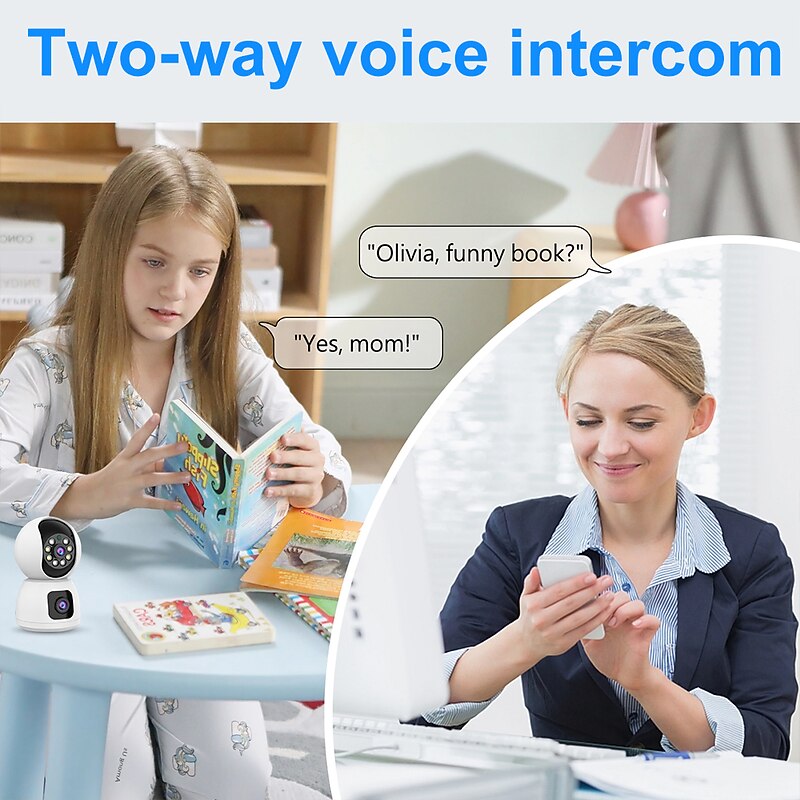 Dual Lens WiFi Camera Baby Monitor Smart Home Auto Tracking Indoor Home Security CCTV Video Surveillance3