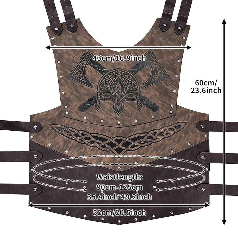 Retro Vintage Medieval Renaissance Armor Vest Chest Guard Pirate Viking Shieldmaiden Fancy Dress Men's Carnival Masquerade Party LARP Adults' Vest2