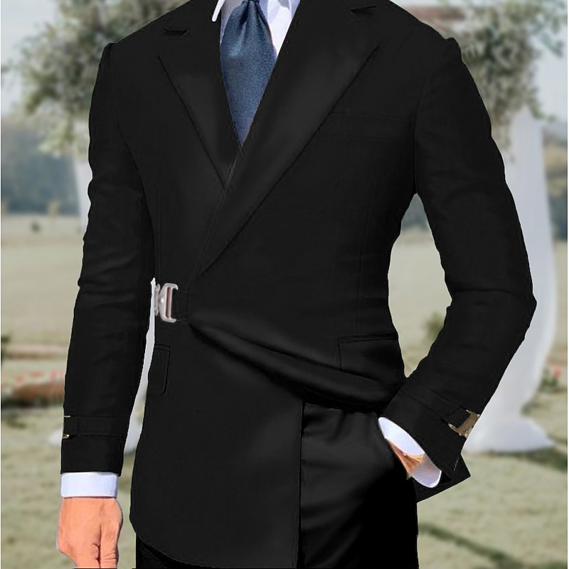 Men's Wedding Party Suits Notch Notch Lapel Black Pink Solid Colored Tailored Fit 2 Piece Single Breasted One-button4