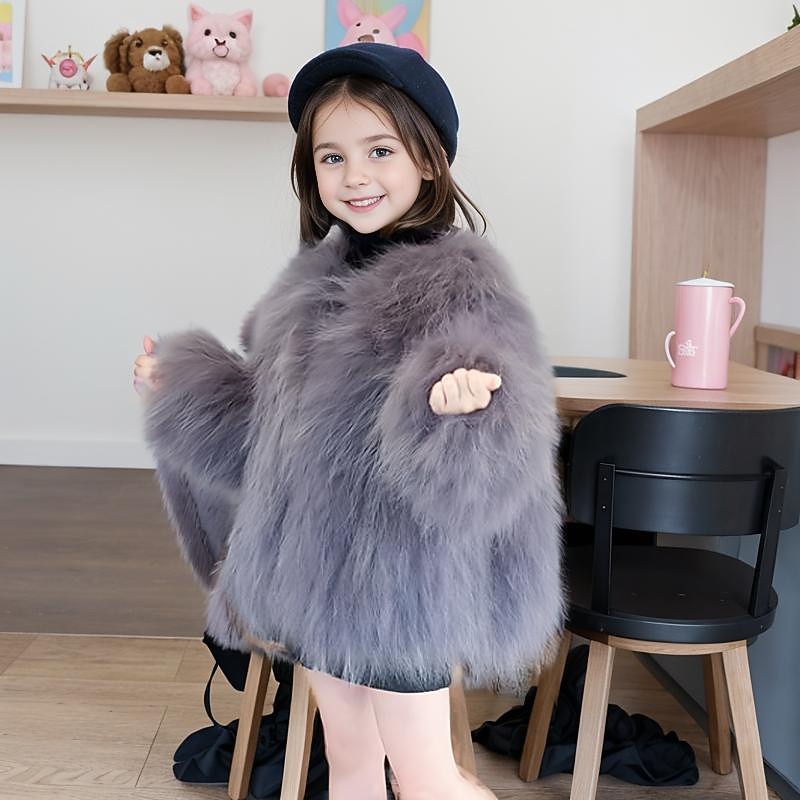 Kids Girls' Faux Fur Coat Solid Color Active Outdoor Coat Outerwear 3-10 Years Fall Black White Pink2