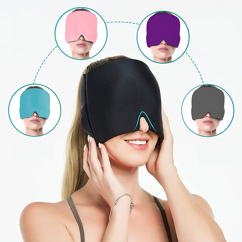 Headache Relief Cold Compress Headgear Comfort ice Pack Eye mask Relief ice Cap Physical Therapy Care Retractable ice Headgear sinusitis Headache Relief Cold Compress Cap2