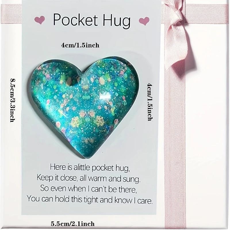 1pc, Pocket Hugging Heart Pocket Hugging Love Gift Small Hug Decoration Glass Heart Glitter Heart Gift For Girls Women Valentine's Day, Birthday, Wedding, Party Favors3
