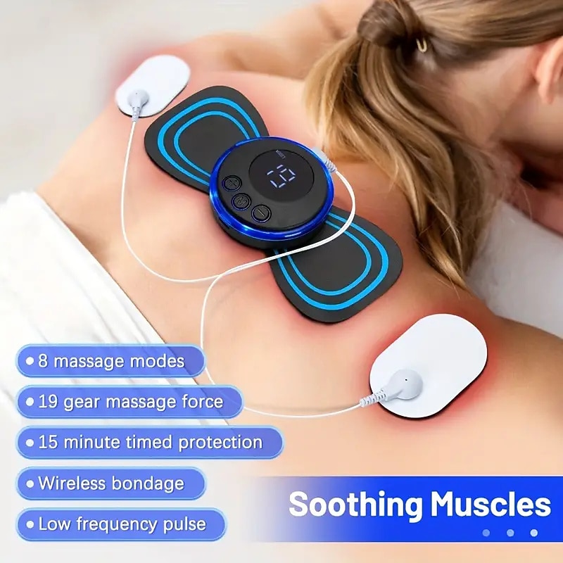 EMS Neck Massager  2 Massage Tablets Rechargeable Remote Control Electric Cervical Massage Sticker Muscle Stimulator Low Frequency Pulse Massage Tablets4