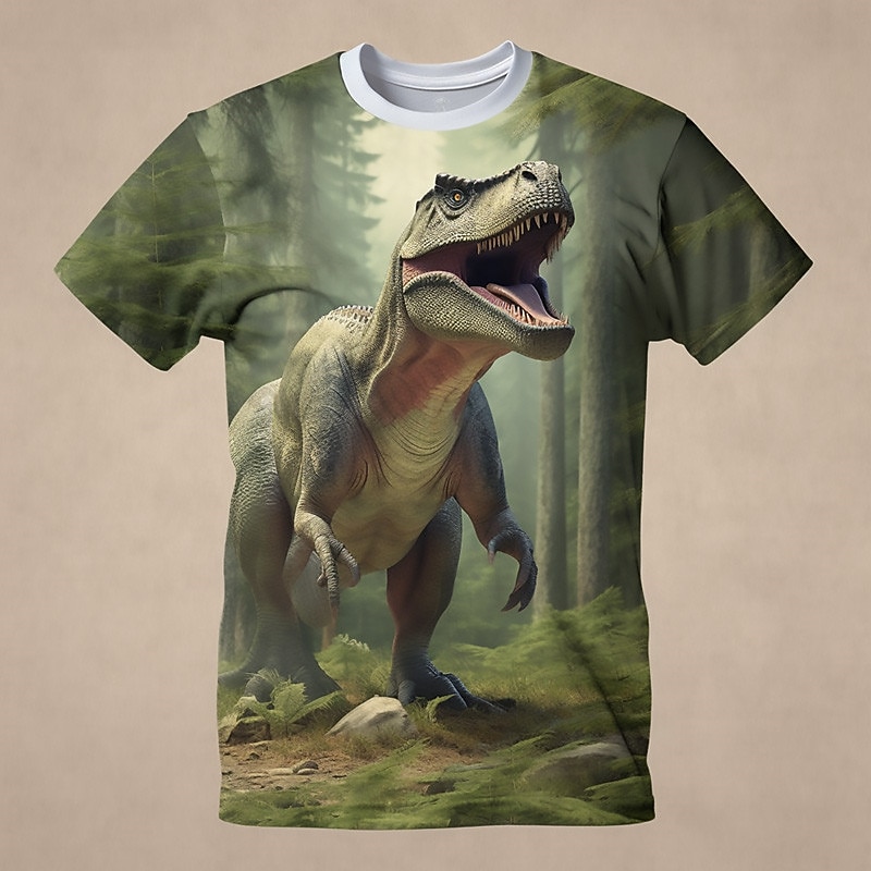 Christmas Boys 3D Dinosaur Tee Shirts Short Sleeve 3D Print Summer Spring Active Sports Fashion Kids 3-12 Years Outdoor Casual Daily Regular Fit4