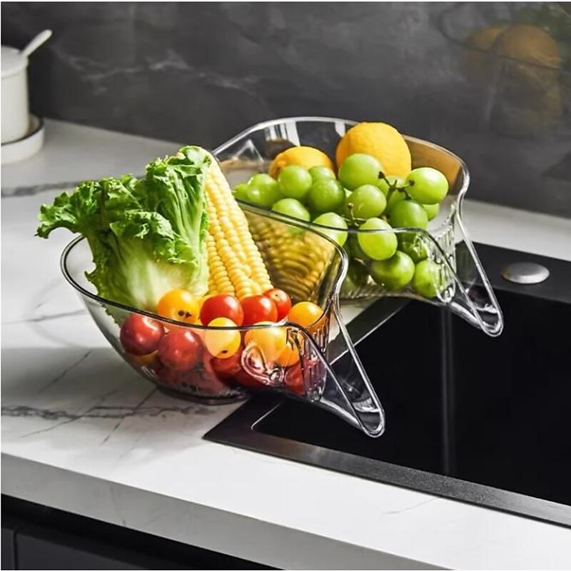 Multi-functional Drain Basket, Sink Strainer Colander - Multi-Functional Corner Sink Draining Basket for Fruit and Vegetable Washing - Kitchen Accessories4