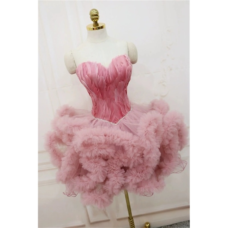 Women's Princess Ballerina Dancer Performance Dancing Dress Tiered Tutu Gown Cute Party Tulle Feather Gray Black White Pink Dress3