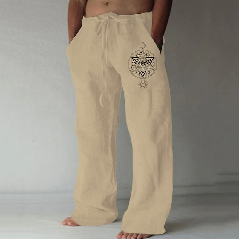 Men's Viking Pants Trousers Mid Waist Casual Outdoor Street Going out Spring &  Fall Black White Green3