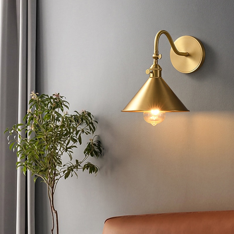 Gold Hardware Rust Proof Light Fixtures,Industrial Retro Style Gooseneck Wall Lamp,American Minimalist Indoor Sconces Lamp,for Living Room, Bedroom Wall Lantern 110-240V