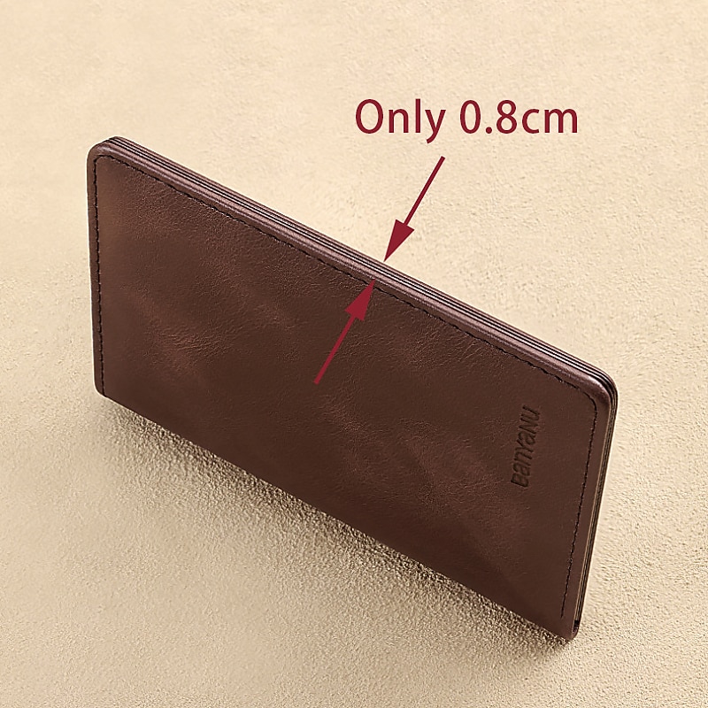 Men's Brown RFID Blocking Leather Bifold Wallet with ID Window and Multiple Card Slots, Slim Anti-Theft Wallet for Business, Travel and Everyday Use4