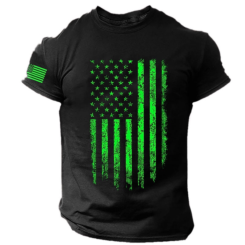 Veterans Day Men's Patriot Patriotic Veteran National Flag T shirt Tee Top Cotton Short Sleeve Graphic Shirt Black Comfortable Tee Sports Outdoor Holiday Fashion Designer