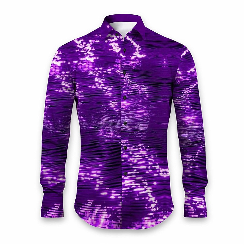 Men's Geometric Pattern Sparkly Glittery Shirt Button Up Shirt Long Sleeve Abstract Daily Wear Going out Fall & Winter Turndown Print Button-Down Burgundy Blue Purple Gold Green4