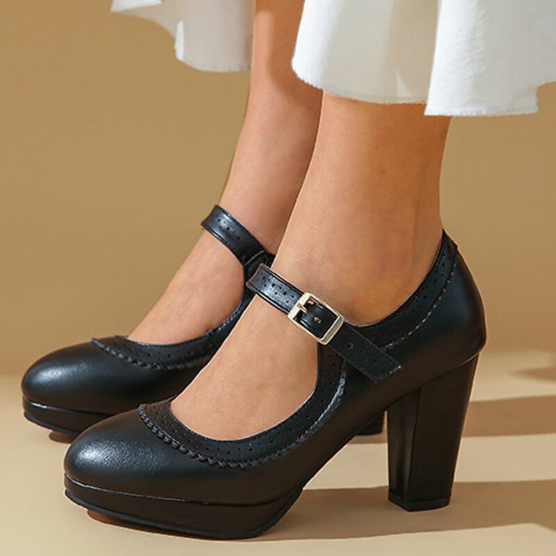 Women's Heels Pumps Snow Boots Plus Size Heel Boots Party Daily Solid Color Winter Stiletto Heel Round Toe Fashion Sexy Casual Faux Leather Loafer Buckle Black White Pink3