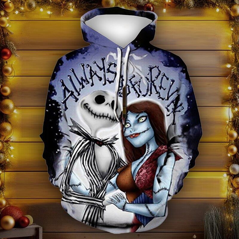 Jack Skellington Hoodie Cartoon Manga Anime 3D Front Pocket Graphic For Couple's Men's Women's Adults' Halloween Carnival Masquerade 3D Print Casual Daily2