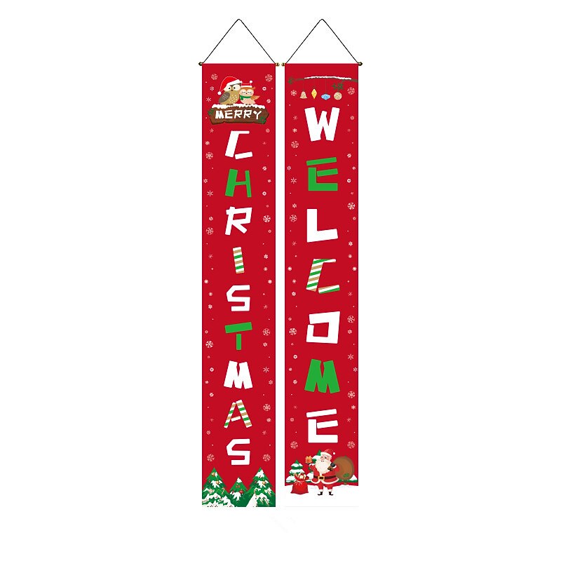 Merry Christmas Door Banner Porch Sign Decoration Modern Farmhouse Decor Christmas Door Banners Christmas Welcome Banner Front Door Oxford Cloth Merry Christmas3