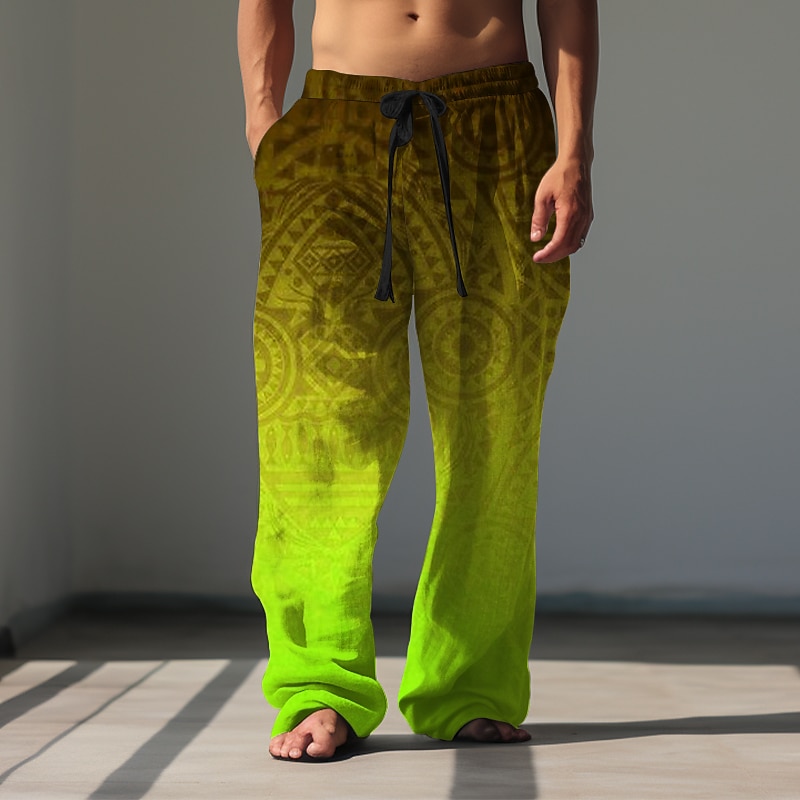 Gradient Bandana Print Vintage Men's 3D Print Pants Trousers Outdoor Street Going out Polyester Blue Purple Orange S M L Mid Waist Elasticity Pants2