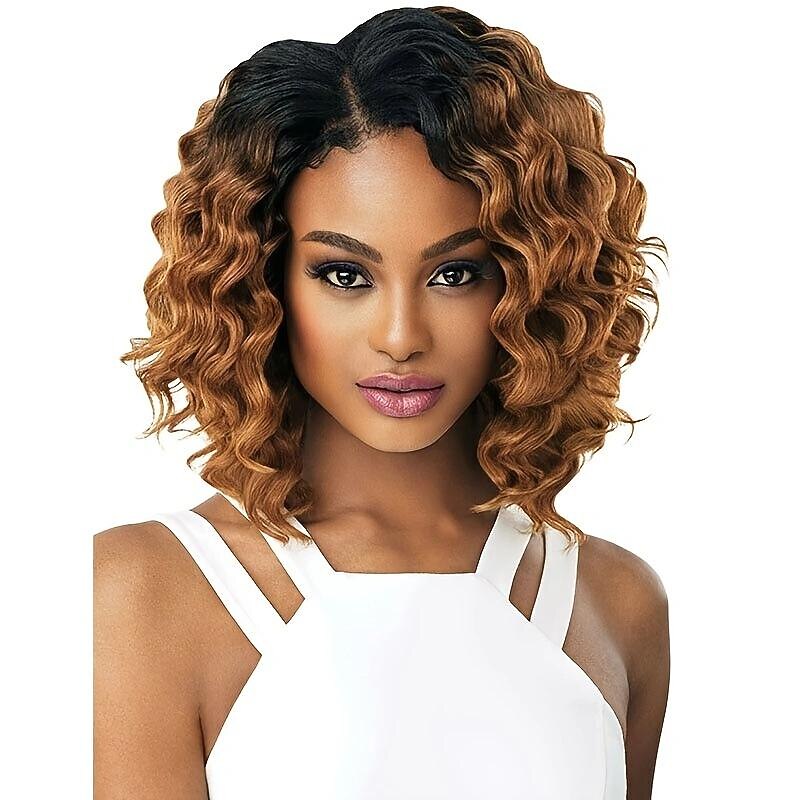 Loose Wave Wig Mixed Brown Natural Curly Synthetic Heat Resistant Weave Full Wigs For Women4
