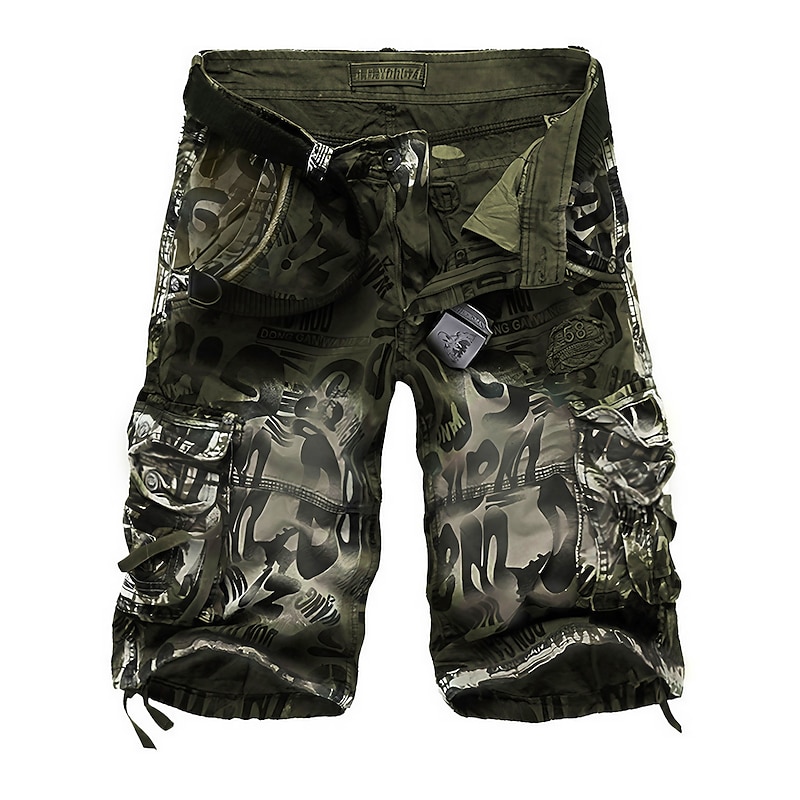 Men's Cargo Shorts Camo Shorts Hiking Shorts Multi Pocket Camouflage Camo / Camouflage Knee Length Daily Vintage Streetwear Army Green Blue2