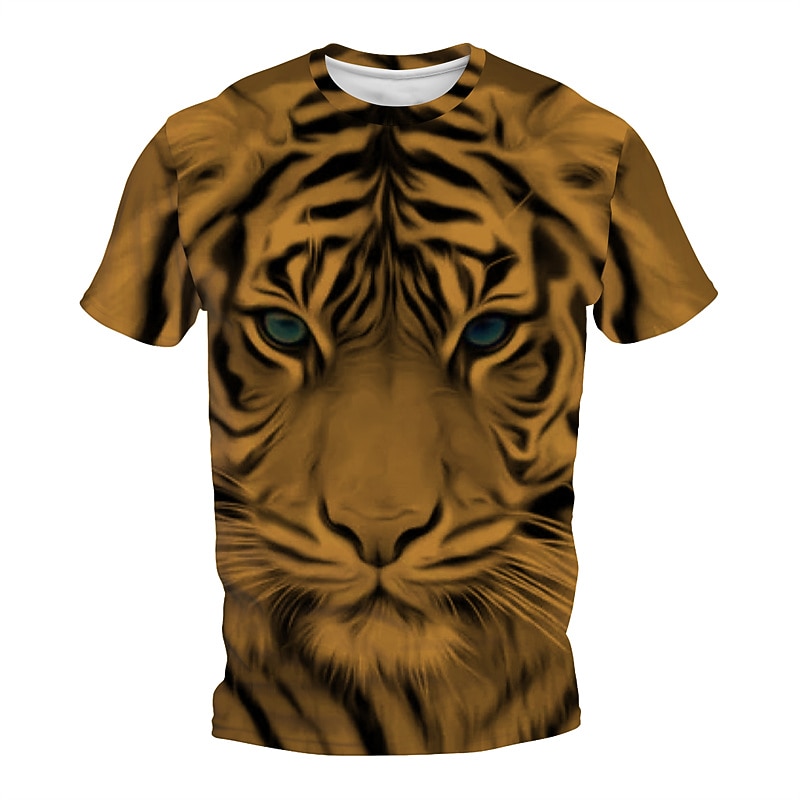 Men's Graphic Tiger T Shirt Short Sleeve T shirt 3D Print Crew Neck Shirt Daily Designer Retro Vintage Sports Outdoor Holiday Going out Brown Gray Spring & Summer Clothing Apparel S M L XL 2XL 3XL 4XL2