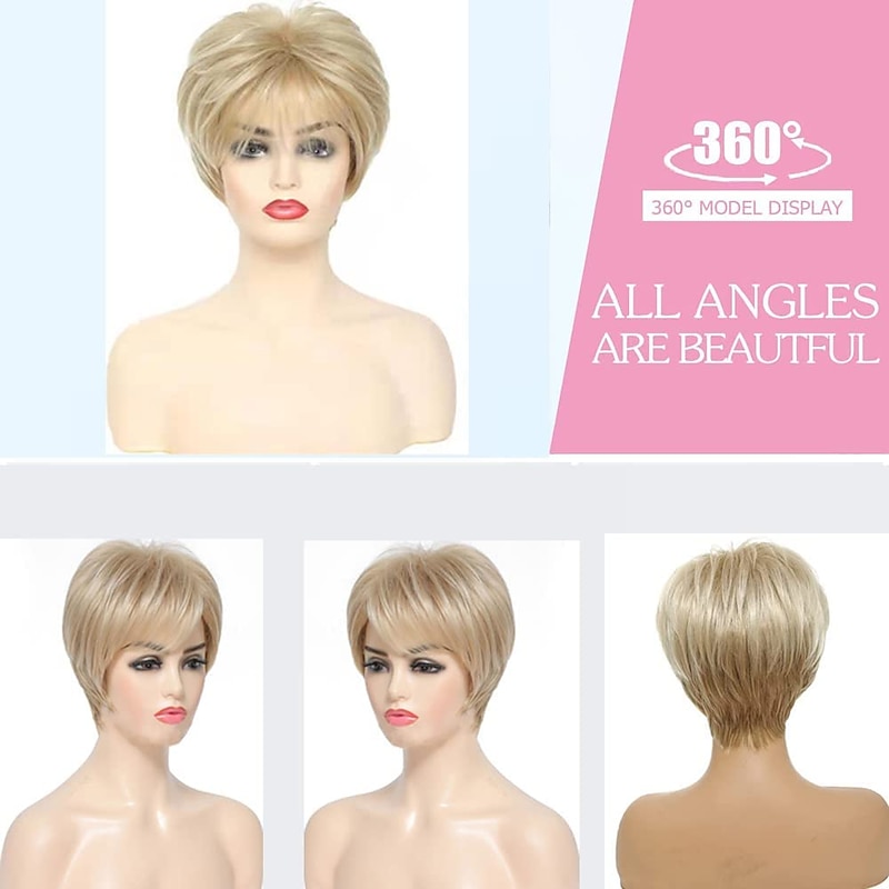 Short Blonde Pixie Cut Wigs for White Women Blonde Synthetic Wigs Natural Layered Short Hair Wigs for Daily Party Use And Halloween …2