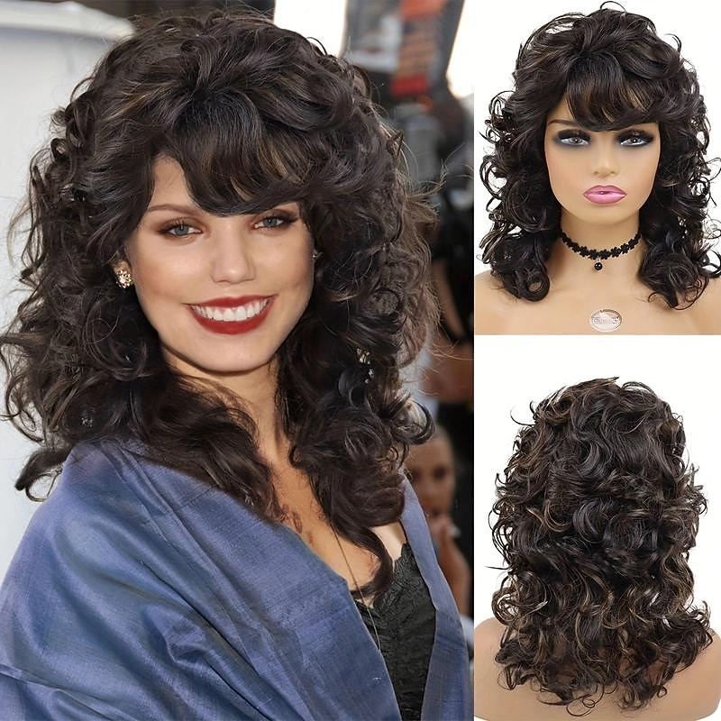 Heat Resistant Synthetic Bob Wig with Bangs - Medium Long Curly Cut for Beginners2