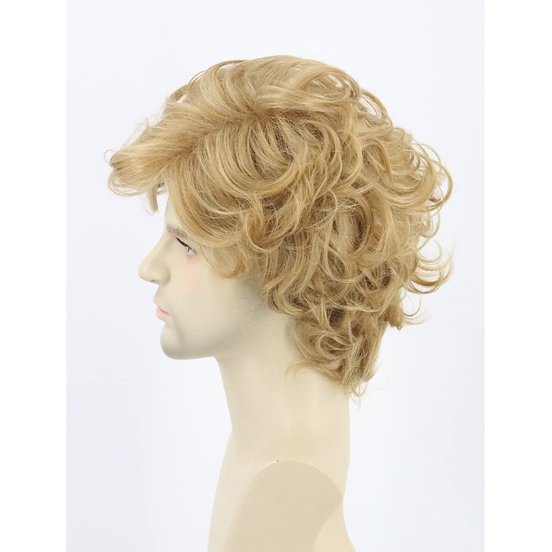 Men Wigs Blonde Short Curly Wavy Layered Cosplay Costume Party Wig Man Wig Halloween Wigs2