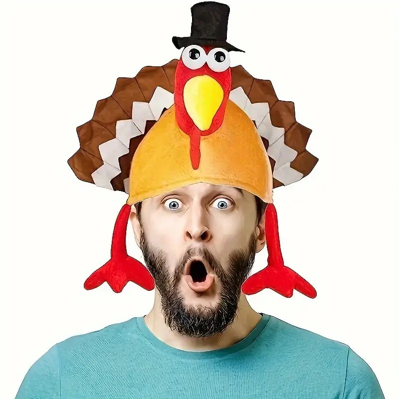 1pc Thanksgiving Turkey Hat Christmas Plush Hat, Suitable For Thanksgiving Party, Thanksgiving Decor And Role Play, Suitable For Children And Adult