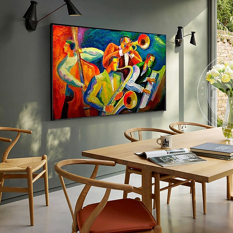 Handmade Oil Painting Canvas Wall Art Decoration Famous Figure Abstract Music Concert for Home Decor Rolled Frameless Unstretched Painting4